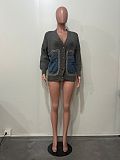 Fashion Women Patchwork Buttons Pockets Loose Sweater Cardigan OD-8707