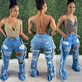 Street Ripped Tassel Stretch Denim Jeans OD-8436