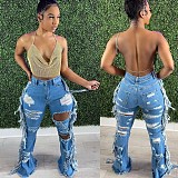 Street Ripped Tassel Stretch Denim Jeans OD-8436
