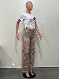 Multiple Pockets Stretch Rhinestone Ripped Jeans 2025 OD-8715