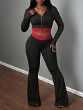Stylish Solid Color Hooded Patchwork Lace Zip-up Jacket and Trousers Casual Suit XS-1168