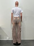 Multiple Pockets Stretch Rhinestone Ripped Jeans 2025 OD-8715