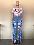 Street Ripped Tassel Stretch Denim Jeans OD-8436
