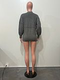 Fashion Women Patchwork Buttons Pockets Loose Sweater Cardigan OD-8707