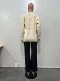 Fashion Women Patchwork Buttons Pockets Loose Sweater Cardigan OD-8707