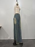 Denim Patchwork Multi-layer Washed Stretch Jeans OD-8712
