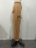 Women Loose Slim Straight Leg Elastic Waist Drawstring Bow Jeans OD-8708