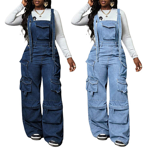 Loose-fitting Wide-leg Overall Jumpsuit Denim Overalls JLX-3585