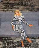 Sexy See-through Leopard Print Long-sleeved Top and Pants Set XS-1491