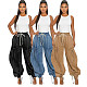 Women Loose Slim Straight Leg Elastic Waist Drawstring Bow Jeans OD-8708