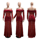 Fashionable and Sexy Lace Long-sleeved Backless Fitted Long Dress CYA-902088