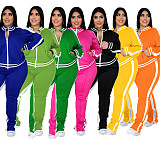 Casual Color-blocked Long-sleeved and Long-legged Sportswear Set PMR-019