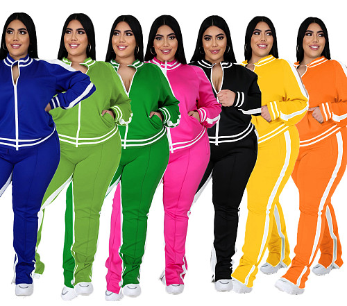 Casual Color-blocked Long-sleeved and Long-legged Sportswear Set PMR-019
