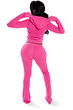 Stylish Double-zip Hooded Cardigan and Trousers Two-piece Set YD-8827