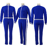 Casual Color-blocked Long-sleeved and Long-legged Sportswear Set PMR-019
