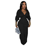 Casual Solid Color Knitted Long-sleeved Tassel Suit TK-6347