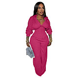 Casual Solid Color Knitted Long-sleeved Tassel Suit TK-6347