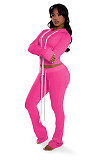 Stylish Double-zip Hooded Cardigan and Trousers Two-piece Set YD-8827