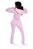 Stylish Double-zip Hooded Cardigan and Trousers Two-piece Set YD-8827