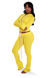 Stylish Double-zip Hooded Cardigan and Trousers Two-piece Set YD-8827