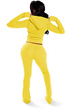 Stylish Double-zip Hooded Cardigan and Trousers Two-piece Set YD-8827