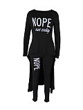New Letter-print Asymmetrical Long-sleeved Top + Leggings Two-piece Set HANI-Z018