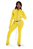 Stylish Double-zip Hooded Cardigan and Trousers Two-piece Set YD-8827