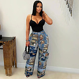 Fashion Trendy Jacquard Retro Multi-pocket Overalls ZS-0740
