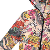 Printed Hooded Zip-up Collar Cropped Jacket and High-waisted Pencil Pants Set XYWL-25ST366