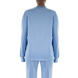 Solid Color Round Neck Long-sleeved Loose Casual Wide-leg Pants Suit SSN-211470