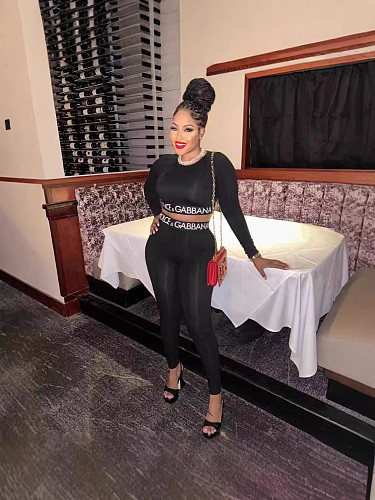 Fashionable and Sexy Sports Top Long-sleeved Tight-fitting Two-piece Set FC-1421