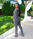 Sexy Acid-washed Distressed Off-the-shoulder Loose Casual Suit CM-9532