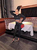 Fashionable and Sexy Sports Top Long-sleeved Tight-fitting Two-piece Set FC-1421
