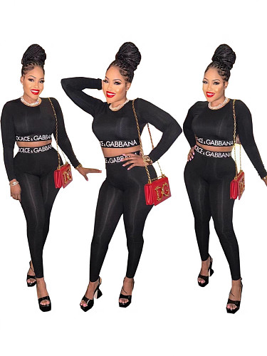 Fashionable and Sexy Sports Top Long-sleeved Tight-fitting Two-piece Set FC-1421
