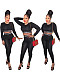 Fashionable and Sexy Sports Top Long-sleeved Tight-fitting Two-piece Set FC-1421