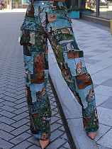 Fashion Trendy Jacquard Retro Multi-pocket Overalls ZS-0740