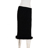 Sexy Leopard Print Fur Patchwork Belted Cardigan and Skirt Two-piece Set MRA-44063