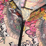 Printed Hooded Zip-up Collar Cropped Jacket and High-waisted Pencil Pants Set XYWL-25ST366