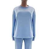 Solid Color Round Neck Long-sleeved Loose Casual Wide-leg Pants Suit SSN-211470