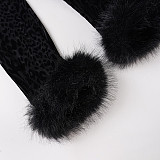 Sexy Leopard Print Fur Patchwork Belted Cardigan and Skirt Two-piece Set MRA-44063