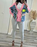 New Denim Patchwork Cardigan Knitted Sweater Coat CY-0041