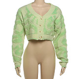 Women's Patterned Single Breasted Cardigan RS-W23C33160