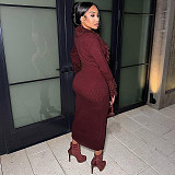 Sexy Deep V-neck Solid Color Knitted Hot Girl Hip-hugging Dress DLS-84208