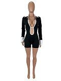 Lapel Cutout Backless Slimming Short Jumpsuit SHD-9724