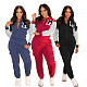 Casual Fleece-lined Letter Print Sweatshirt and Cargo Pants Two-piece Sports Set SFY-622