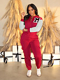 Casual Fleece-lined Letter Print Sweatshirt and Cargo Pants Two-piece Sports Set SFY-622
