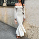Sexy French-style Openwork Fitted Knit Off-shoulder Long Dress MRA-45380