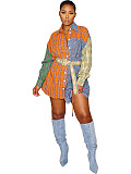 Casual Color-blocked Plaid Commuter Shirt Dress YH-5340