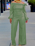 New Fashionable Solid Color Off-Shoulder Long-Sleeved Wide-Sleeve Set  ZAND-31296