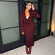 Sexy Deep V-neck Solid Color Knitted Hot Girl Hip-hugging Dress DLS-84208